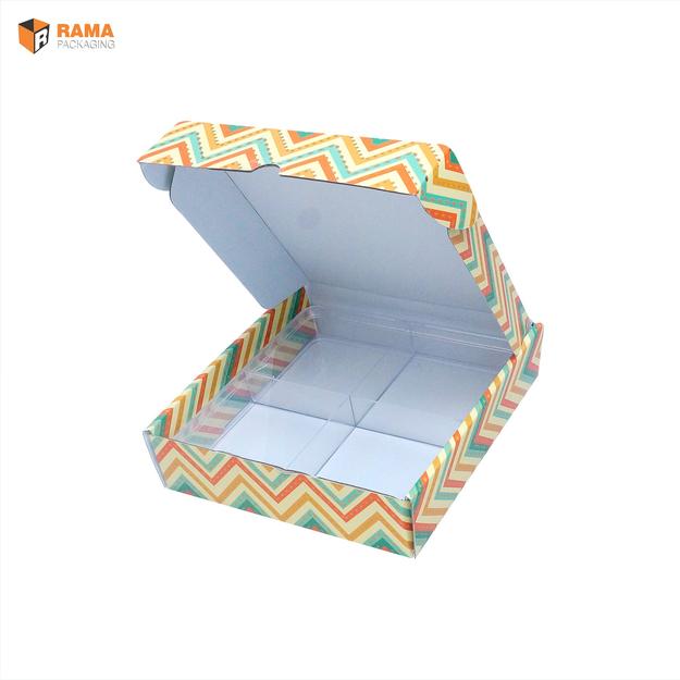 KUNDAN PRINT CORRUGATED 4 PARITION TRAY ACRLIC|  ( 8" X8" X2" )