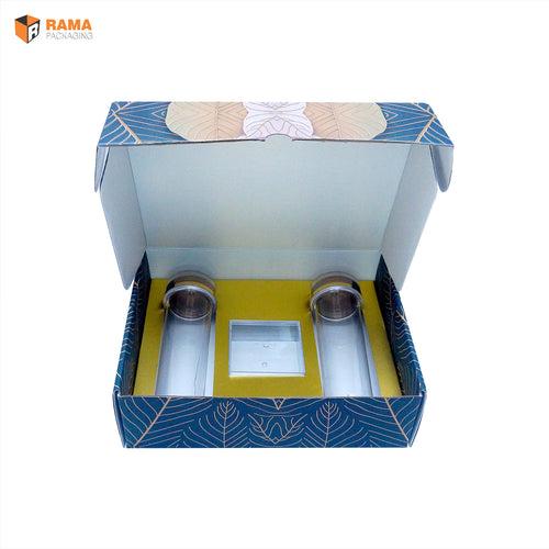 RAJWADI PRINTED CORRUGATED WITH 2 ACRYLIC JAR AND ONE SQUARE ACRYLIC BOX  | ( 10" X 8" X 3" )