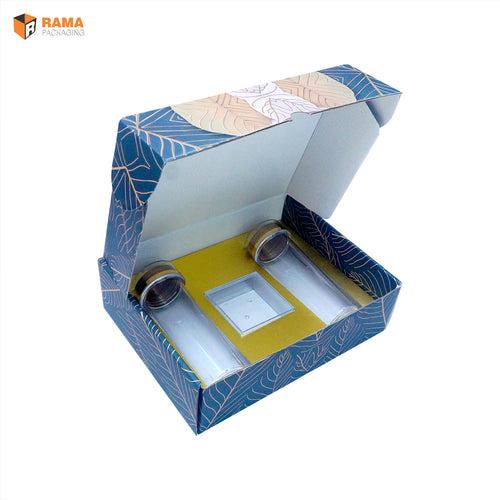 RAJWADI PRINTED CORRUGATED WITH 2 ACRYLIC JAR AND ONE SQUARE ACRYLIC BOX  | ( 10" X 8" X 3" )