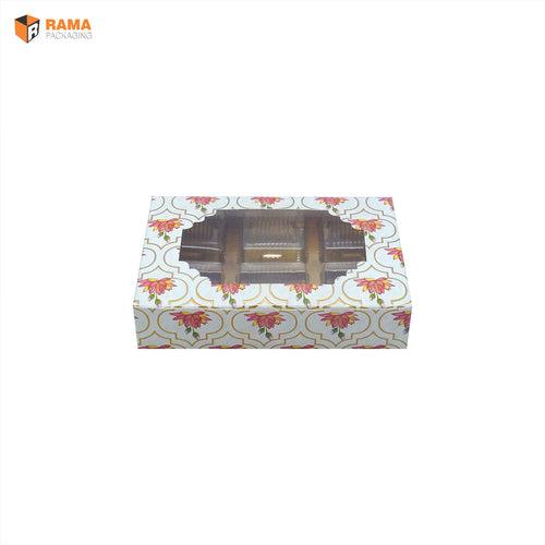 6 CAVITY CHOCOLATE BOX TRADITIONAL LOTUS PATTEN |  ( 5.5" X 4" X 1.25" )