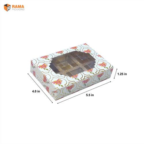 6 CAVITY CHOCOLATE BOX TRADITIONAL LOTUS PATTEN |  ( 5.5" X 4" X 1.25" )