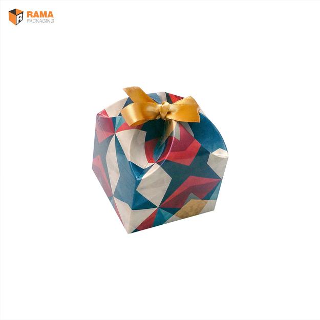 CHOCOLATE BOX GEOMETRICAL PATTERN DOM RIBBON | ( 3.25" X 3.25" x 2.5" )