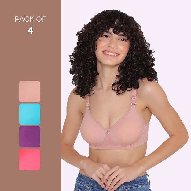 Full Coverage T-Shirt Bra Lightly Padded-LILY (Combo of 4)