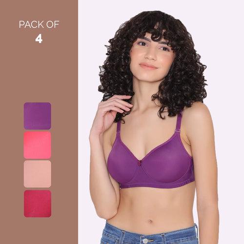 Full Coverage T-Shirt Bra Lightly Padded-LILY (Combo of 4)