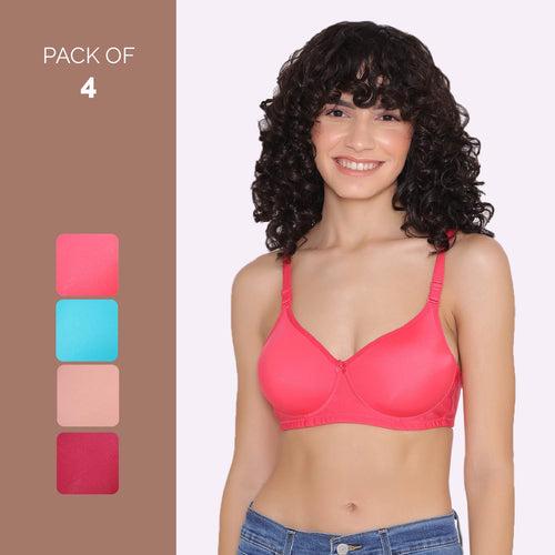 Full Coverage T-Shirt Bra Lightly Padded-LILY (Combo of 4)