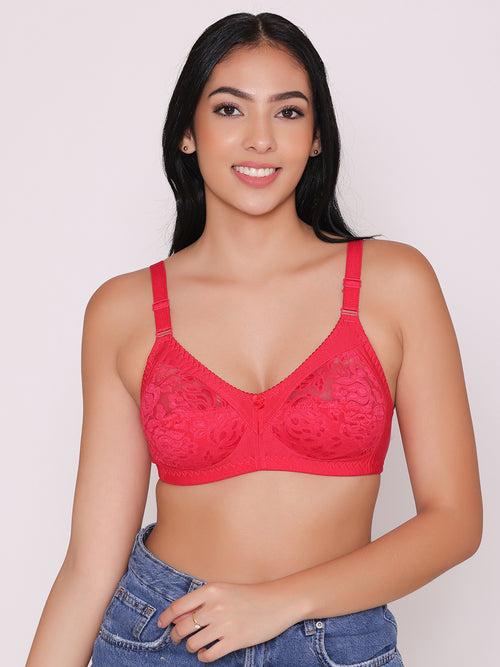 Women's Non Padded Full Coverage Net Bra (Pack of 3)-Thea