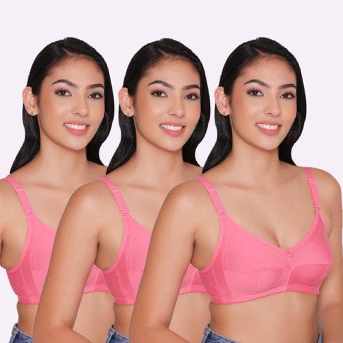 Women's Non Padded Non Wired Full Coverage Bra with No Spillage (Pack of 3)-ELSA