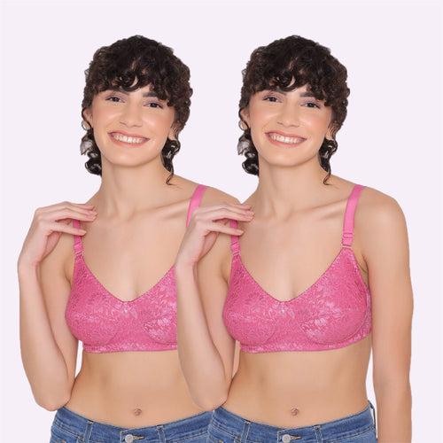 Women's Non Padded Full Coverage Full Net Bra (Pack of 2)-Erin