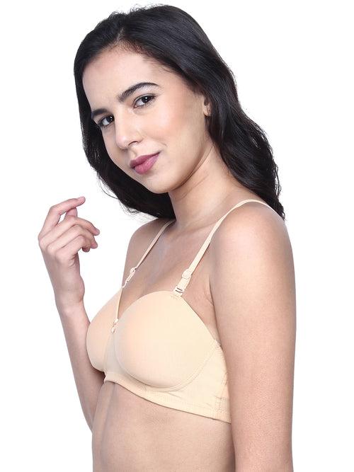 Women Lightly Padded Non Wired Tshirt Bra (Pack of 2)-ROMI