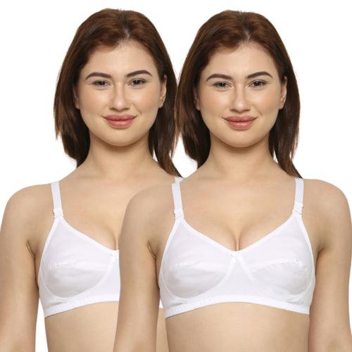 Women's Non Padded Non Wired Full Coverage Bra Cotton (Pack of 2)-IVY