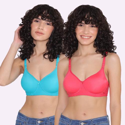 Women's Padded and Non Wired Full Coverage T-Shirt Bra (Pack of 2)-LILY