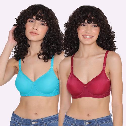 Women's Padded and Non Wired Full Coverage T-Shirt Bra (Pack of 2)-LILY