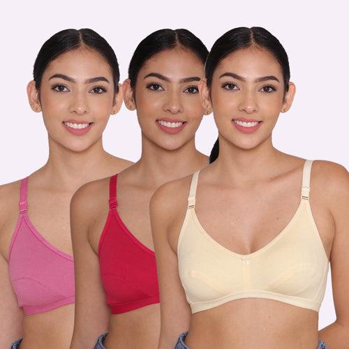 Women's Non Padded Non-Wired Regular Bra-PARIS Combo of 3