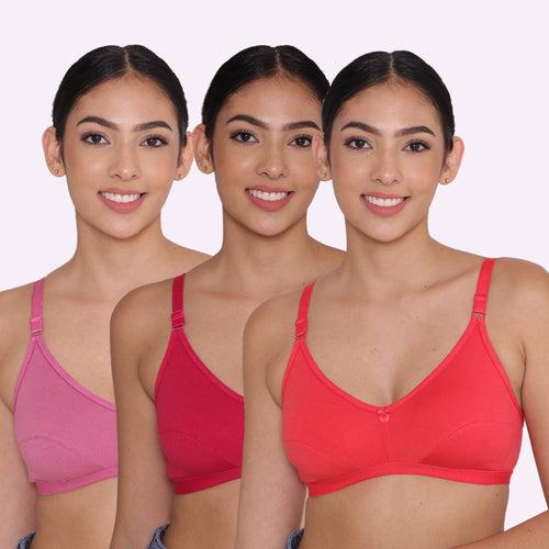 Women's Non Padded Non-Wired Regular Bra-PARIS Combo of 3