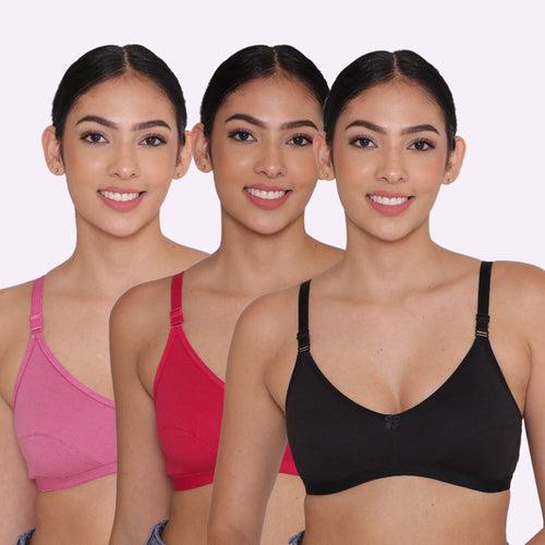 Women's Non Padded Non-Wired Regular Bra-PARIS Combo of 3