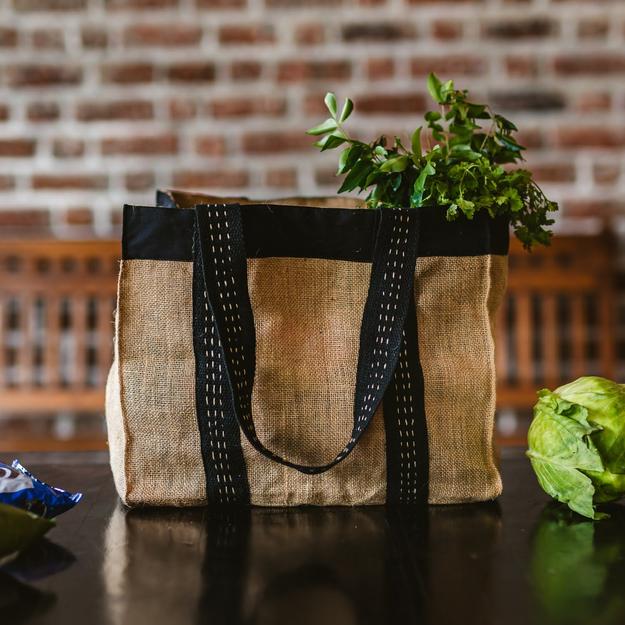 Reusable Grocery/Shopping Tote Handmade with Reinforced Bottom