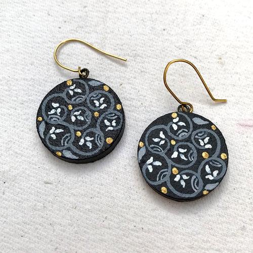 Handpainted miniature painting earrings on pine wood (MDF)