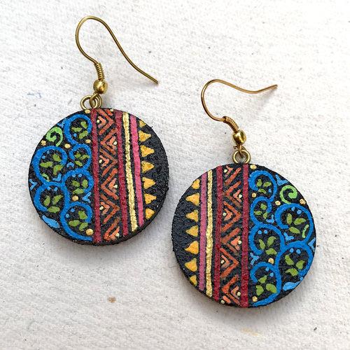 Handpainted miniature painting earrings on pine wood (MDF)