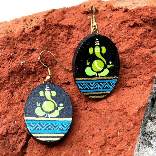 Handpainted miniature painting earrings on pine wood (MDF)