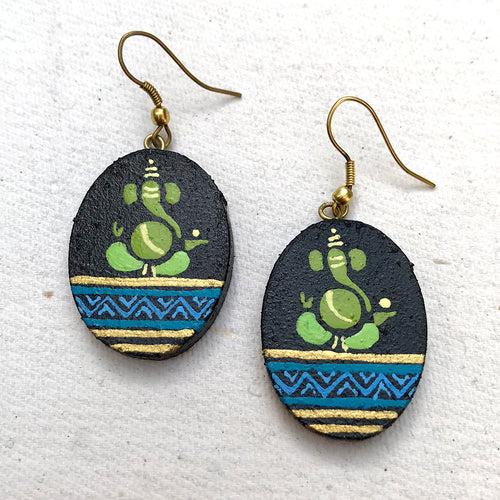 Handpainted miniature painting earrings on pine wood (MDF)