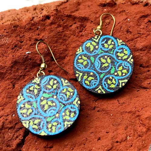 Handpainted miniature painting earrings on pine wood (MDF)