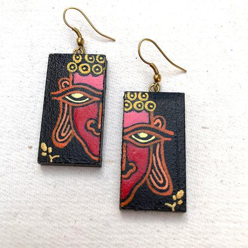 Handpainted miniature painting earrings on pine wood (MDF)