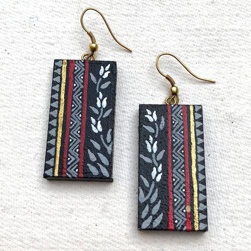 Handpainted miniature painting earrings on pine wood (MDF)