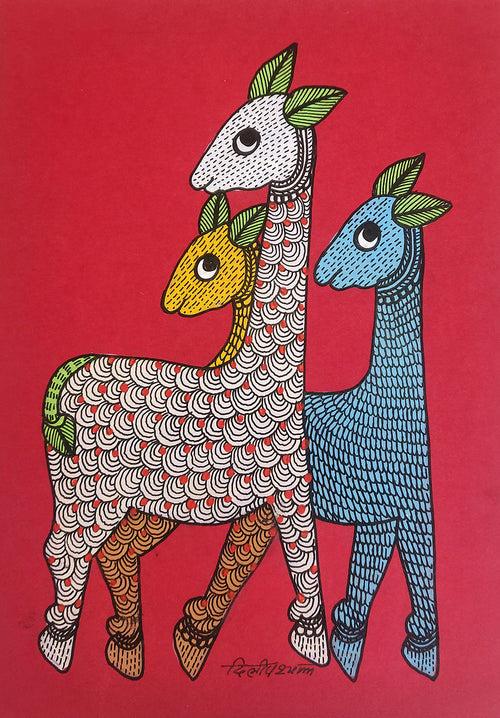 Gond folk art painting by Dilip Shyam