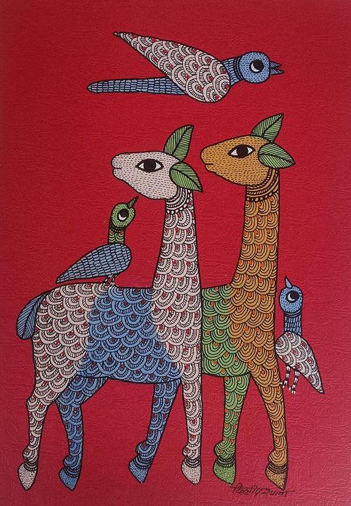 Gond folk art painting by Dilip Shyam