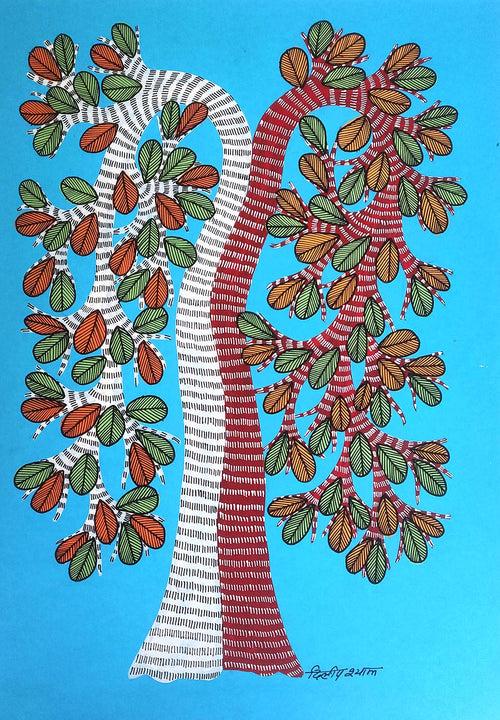 Gond folk art painting by Dilip Shyam