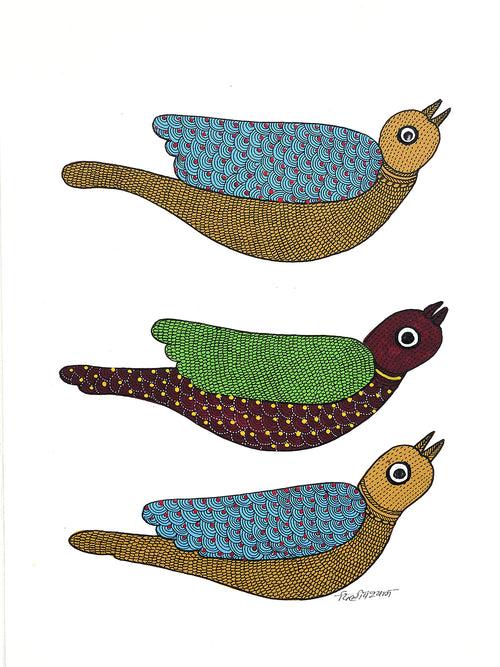 Gond folk art painting by Dilip Shyam