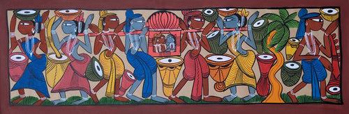 KalighatPainting _Tribal Dance_by BapiChitrakar