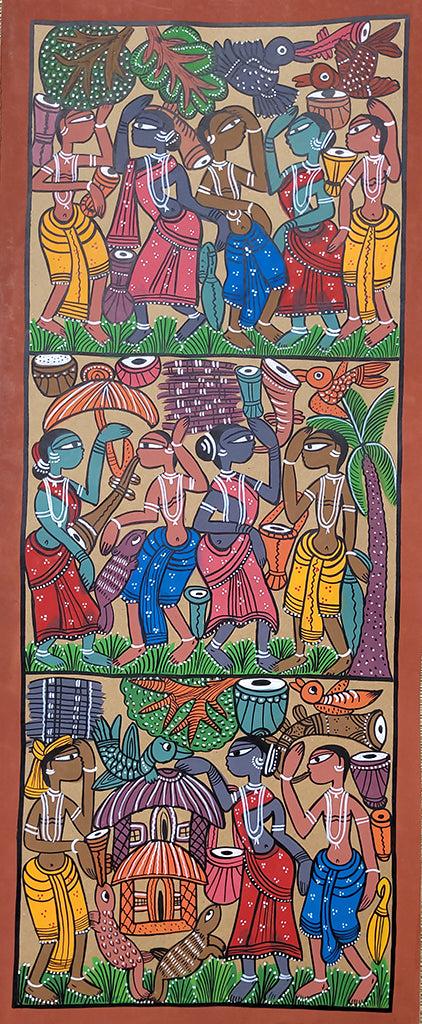 KalighatPainting _Tribal Dance_by BapiChitrakar