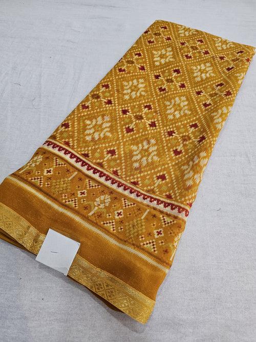 602003 Patola Print Saree with Border - Yellow 515007