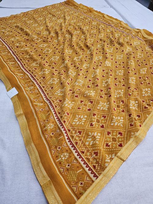 602003 Patola Print Saree with Border - Yellow 515007