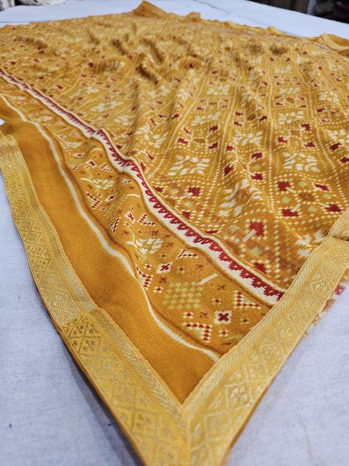 602003 Patola Print Saree with Border - Yellow 515007