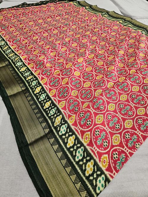 530004 Patola Print Soft Jute Silk Saree - Pink