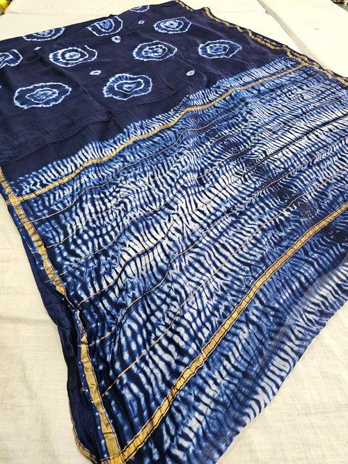 589008 Pure Chanderi Silk  Hand blocked Printed Saree