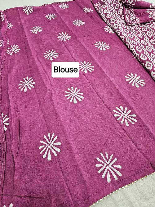 593001 Pure Soft Cotton Batik Printed Saree - wine