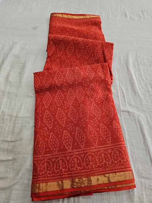 595006 Pure kota doriya Handblocked Printed Saree