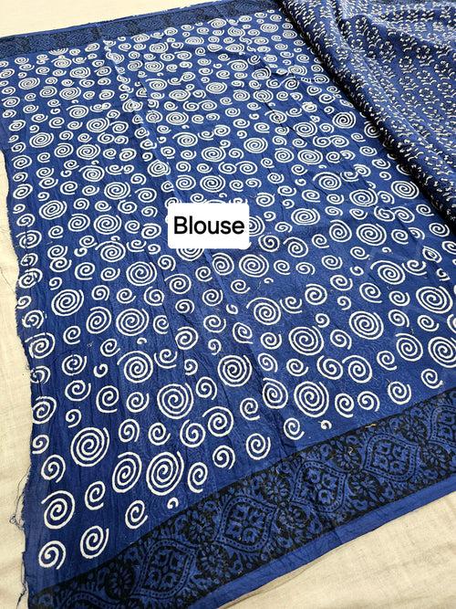 597006 Pure Cotton hand block Printed Saree