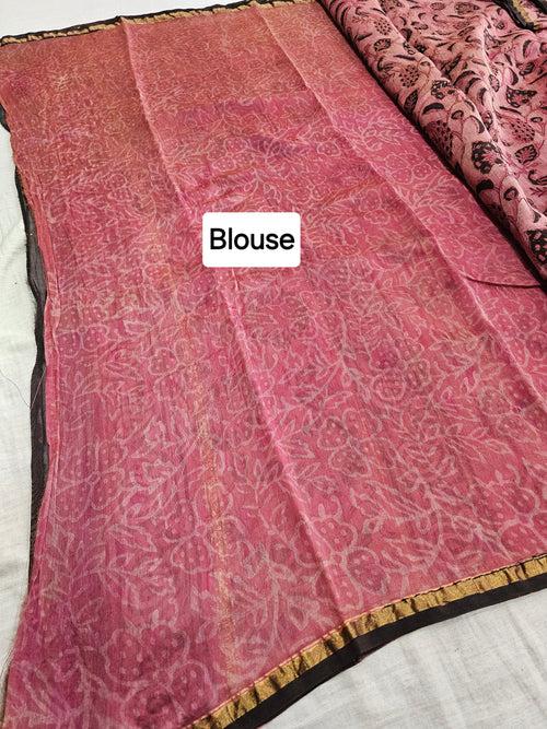 598007 Pure Chanderi Silk Original Ajrakh Hand Blocked Printed Saree