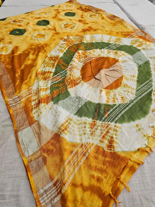 603002 Pure Linen Cotton Handblocked Printed Saree