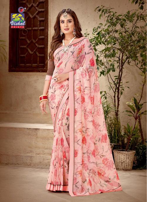 599007 Digital Flower Print Branded Georgette Saree  462003