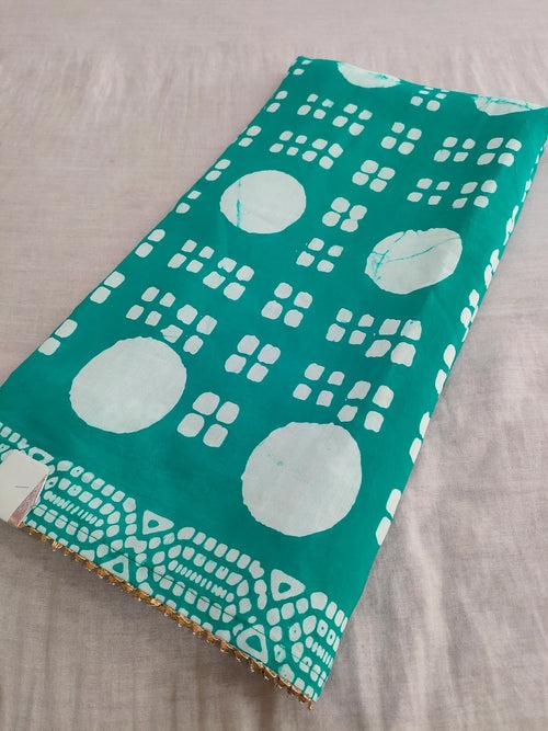 593006 Pure Soft Cotton Batik Printed Saree 426001 teal green