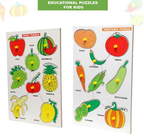 Wooden Peg Fruit and Vegetables Puzzle