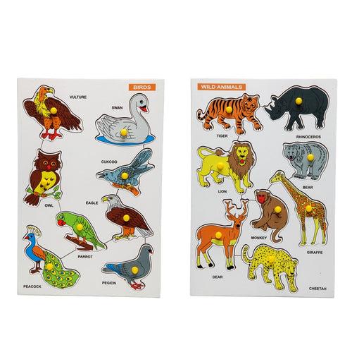 Wooden Peg Animals and Birds Puzzle