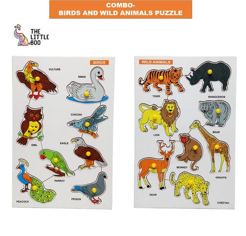 Wooden Peg Animals and Birds Puzzle