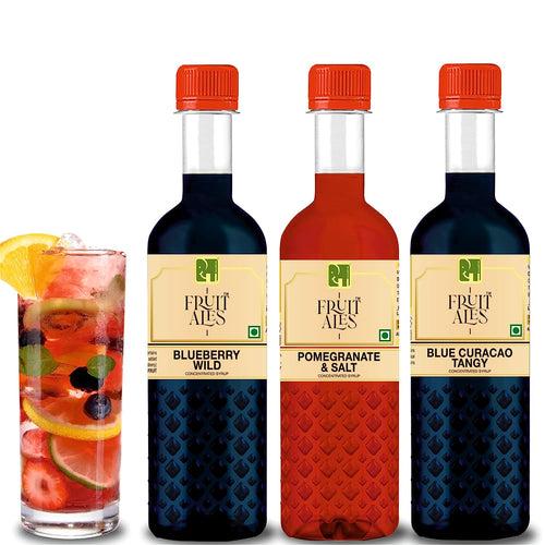 Mocktail Syrup Mixer - Blue Curacao, Blueberry Wild & Pomegranate Salt Flavouring Syrup - (3 x 300ml)