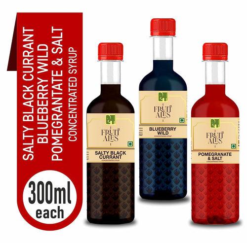 Kids Mocktail Syrup Combo - Black Currant, Blueberry & Pomegranate Salt for House Parties - (3x300ml)